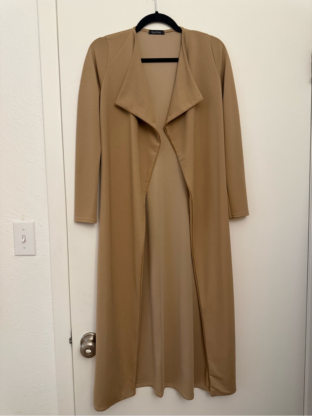 Boohoo Tan Maxi Duster Coat Dress